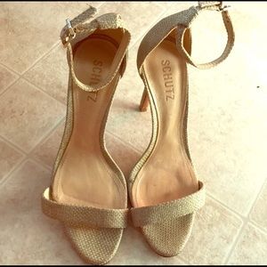 SHUTZ natural beige ankle strap heels size 5.5